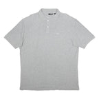 FILA Mens Grey Short Sleeve Plain Polo Shirt L Cotton Casual Classic Fit