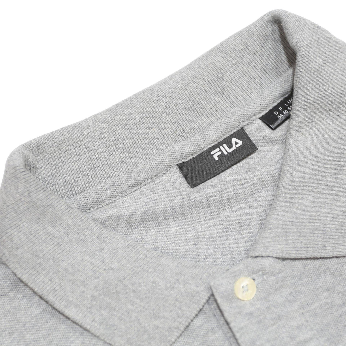 FILA Mens Grey Short Sleeve Plain Polo Shirt L Cotton Casual Classic Fit