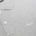FILA Mens Grey Short Sleeve Plain Polo Shirt L Cotton Casual Classic Fit