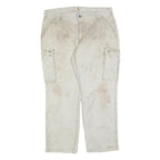 CARHARTT Mens Cotton Blend Beige Relaxed Cargo Trousers W40 L30 Workwear Zip