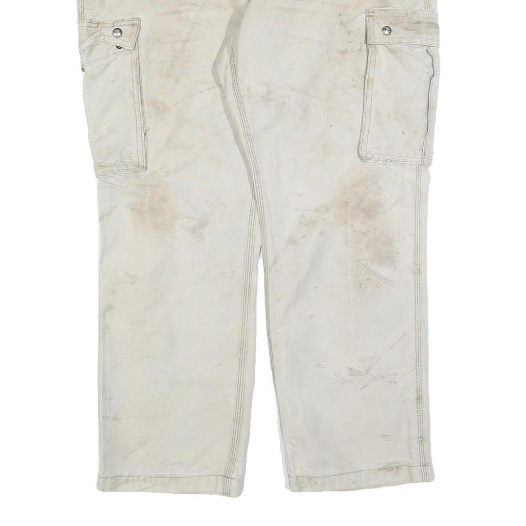 CARHARTT Mens Cotton Blend Beige Relaxed Cargo Trousers W40 L30 Workwear Zip