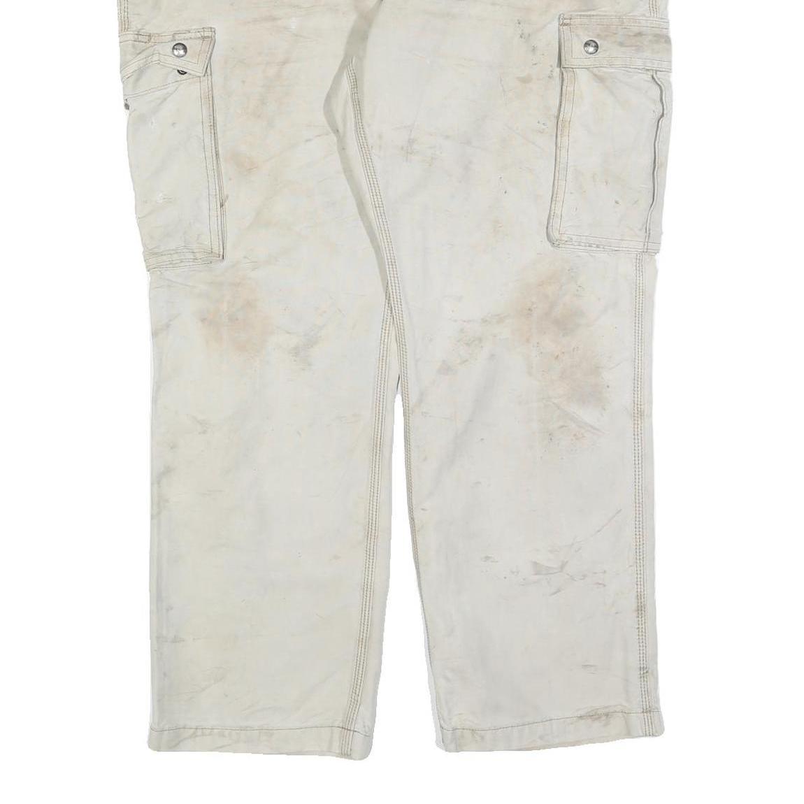 CARHARTT Mens Cotton Blend Beige Relaxed Cargo Trousers W40 L30 Workwear Zip