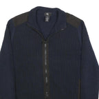 CALVIN KLEIN Mens Navy Pullover Patterned Crew Neck Basic Knit Jumper L Cotton