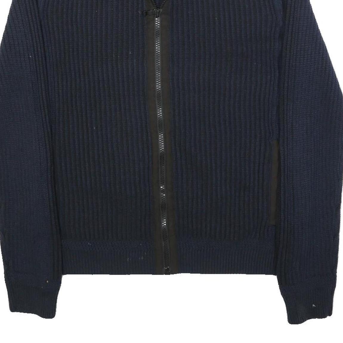 CALVIN KLEIN Mens Navy Pullover Patterned Crew Neck Basic Knit Jumper L Cotton