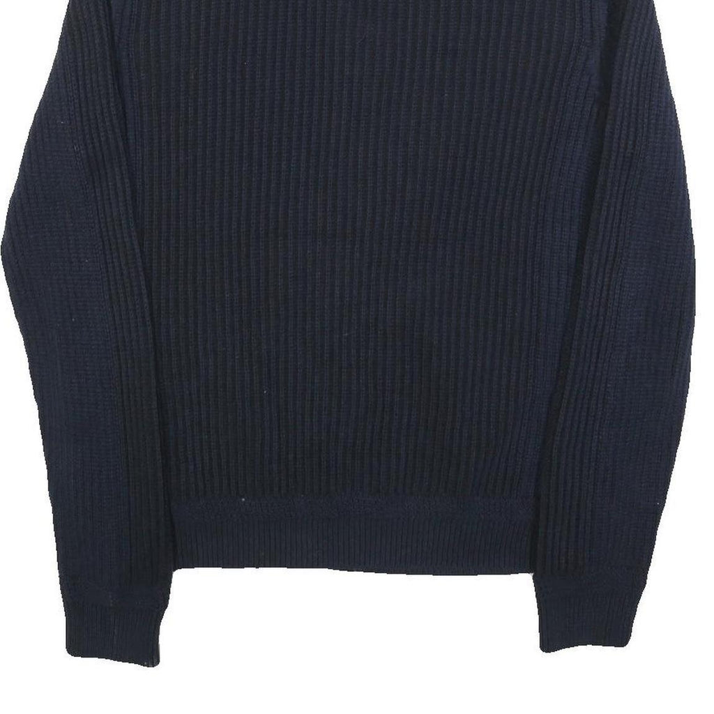 CALVIN KLEIN Mens Navy Pullover Patterned Crew Neck Basic Knit Jumper L Cotton