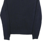 CALVIN KLEIN Mens Navy Pullover Patterned Crew Neck Basic Knit Jumper L Cotton