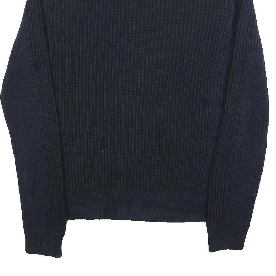 CALVIN KLEIN Mens Navy Pullover Patterned Crew Neck Basic Knit Jumper L Cotton