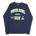 DELTA Mens Navy Blue Super Bowl XLIX Graphic T-Shirt XL Long Sleeve Crew Neck