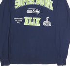 DELTA Mens Navy Blue Super Bowl XLIX Graphic T-Shirt XL Long Sleeve Crew Neck
