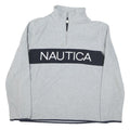 NAUTICA Mens Grey & Navy Logo Pattern Jumper 1/4 Zip Polyester Blend M Stylish