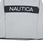 NAUTICA Mens Grey & Navy Logo Pattern Jumper 1/4 Zip Polyester Blend M Stylish