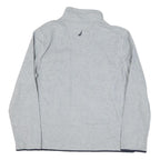 NAUTICA Mens Grey & Navy Logo Pattern Jumper 1/4 Zip Polyester Blend M Stylish