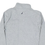 NAUTICA Mens Grey & Navy Logo Pattern Jumper 1/4 Zip Polyester Blend M Stylish