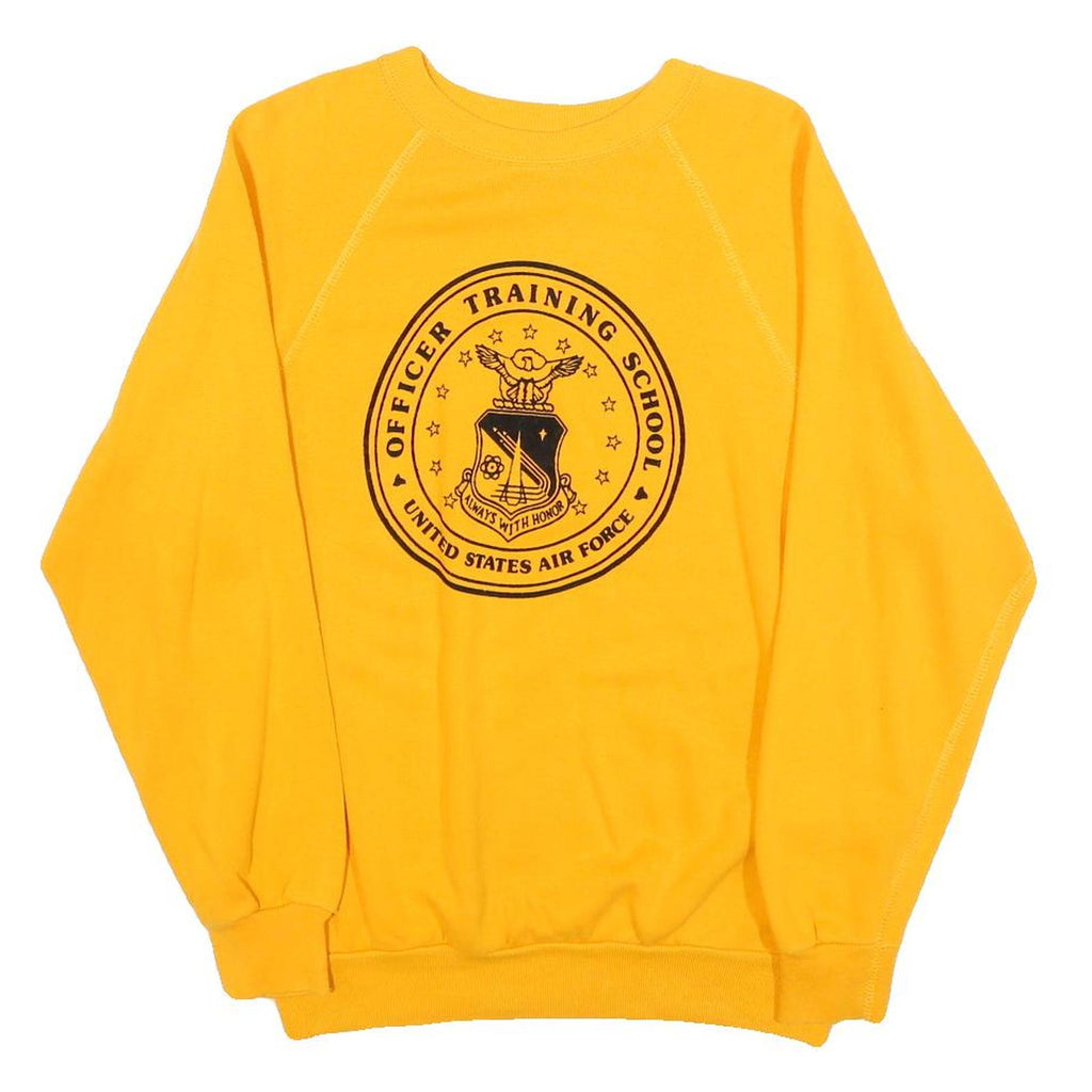 Mens Yellow Officer Training School Sweatshirt Crew Neck S Cotton Blend Casual