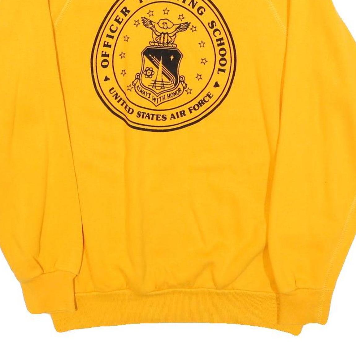 Mens Yellow Officer Training School Sweatshirt Crew Neck S Cotton Blend Casual