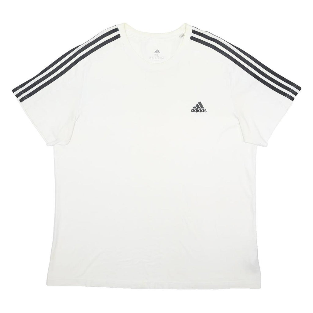 ADIDAS Mens White & Black Graphic T-Shirt XL Short Sleeve Crew Neck Sports