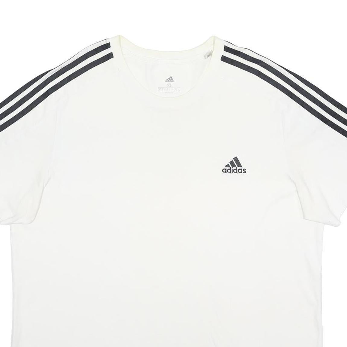 ADIDAS Mens White & Black Graphic T-Shirt XL Short Sleeve Crew Neck Sports