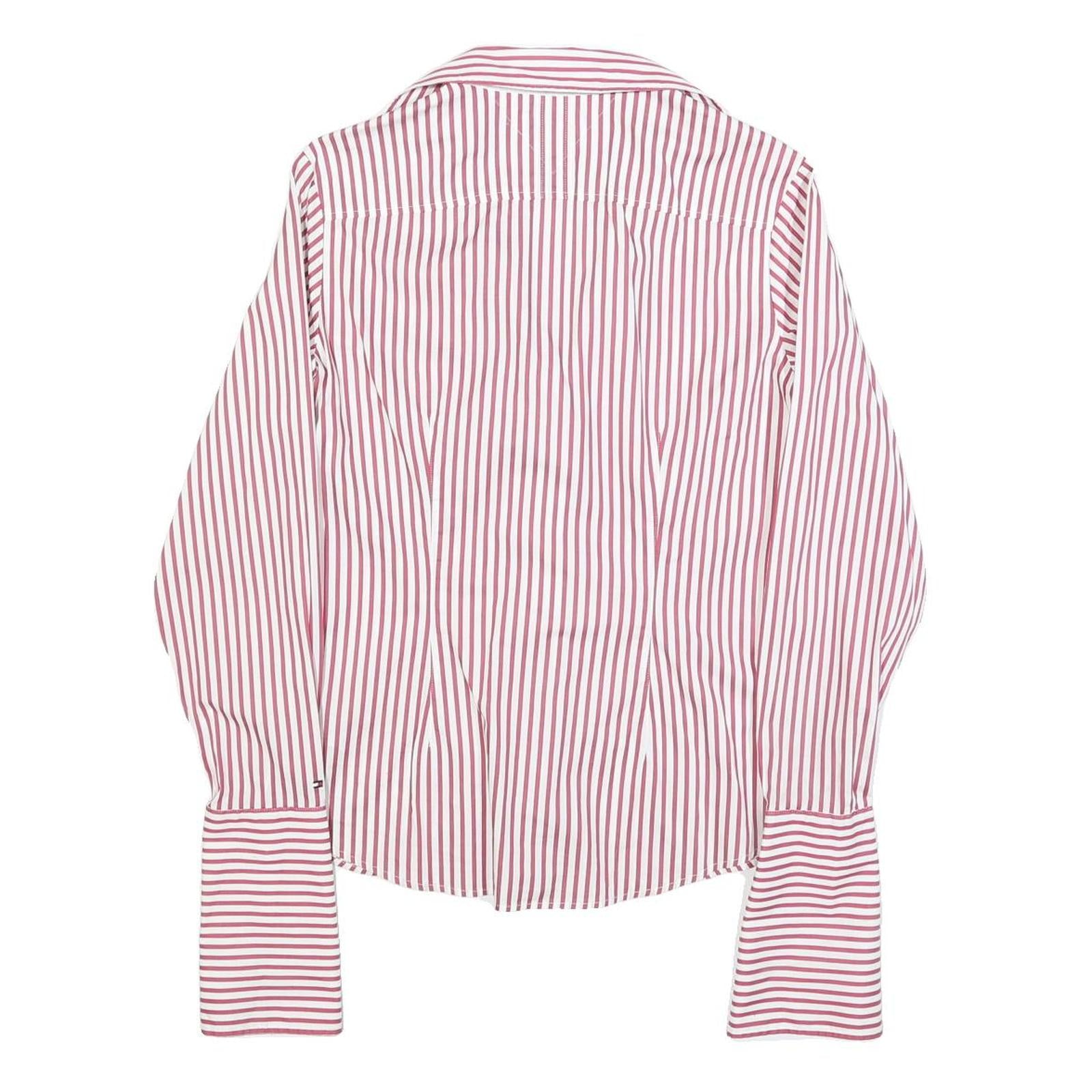 TOMMY HILFIGER Womens Red & White Striped Shirt S Cotton Blend Classic Fit