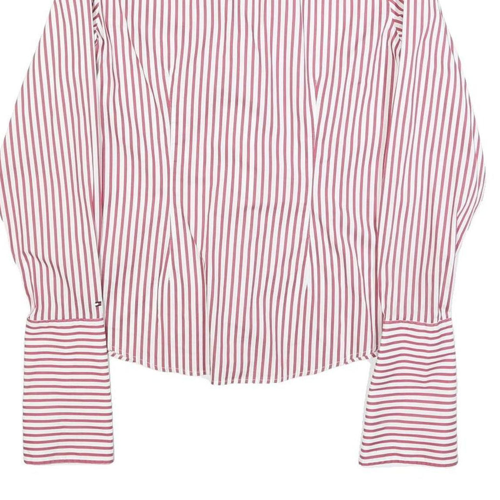 TOMMY HILFIGER Womens Red & White Striped Shirt S Cotton Blend Classic Fit