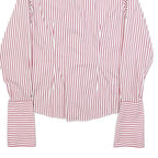 TOMMY HILFIGER Womens Red & White Striped Shirt S Cotton Blend Classic Fit