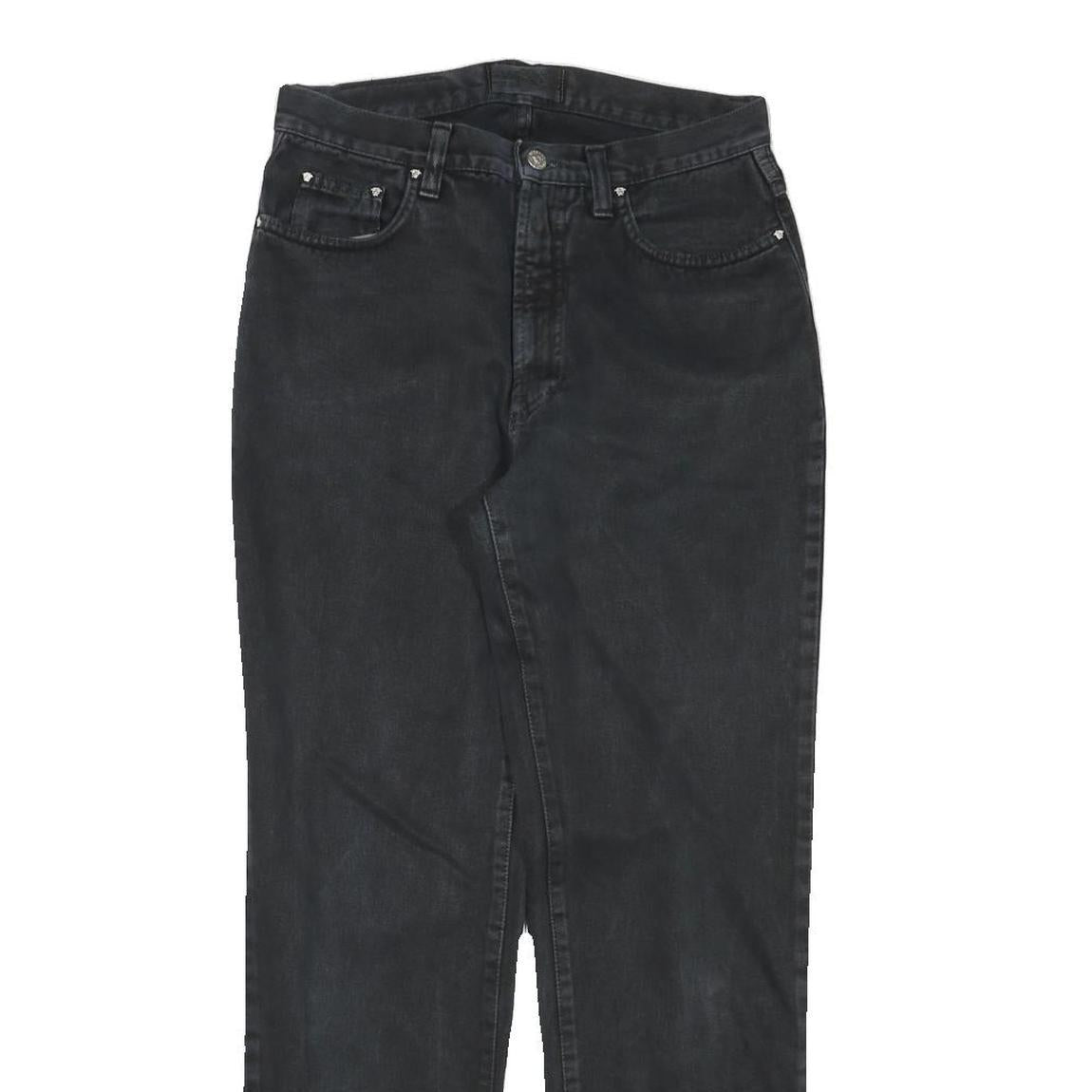 VERSACE JEANS COUTURE Womens Relaxed Black Denim Jeans W28 L29 Stylish Zip