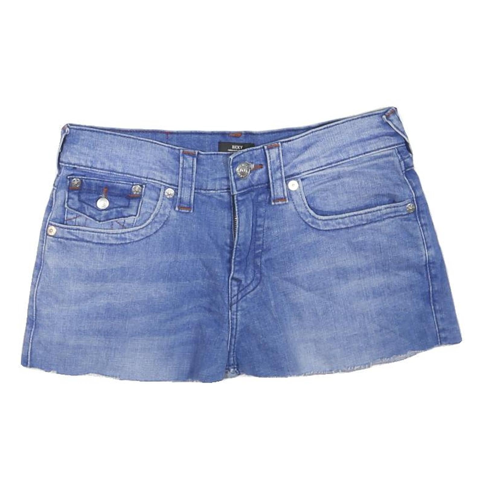 TRUE RELIGION Womens Blue Denim Mini Skirt Cotton Blend Casual Zip Fastening M