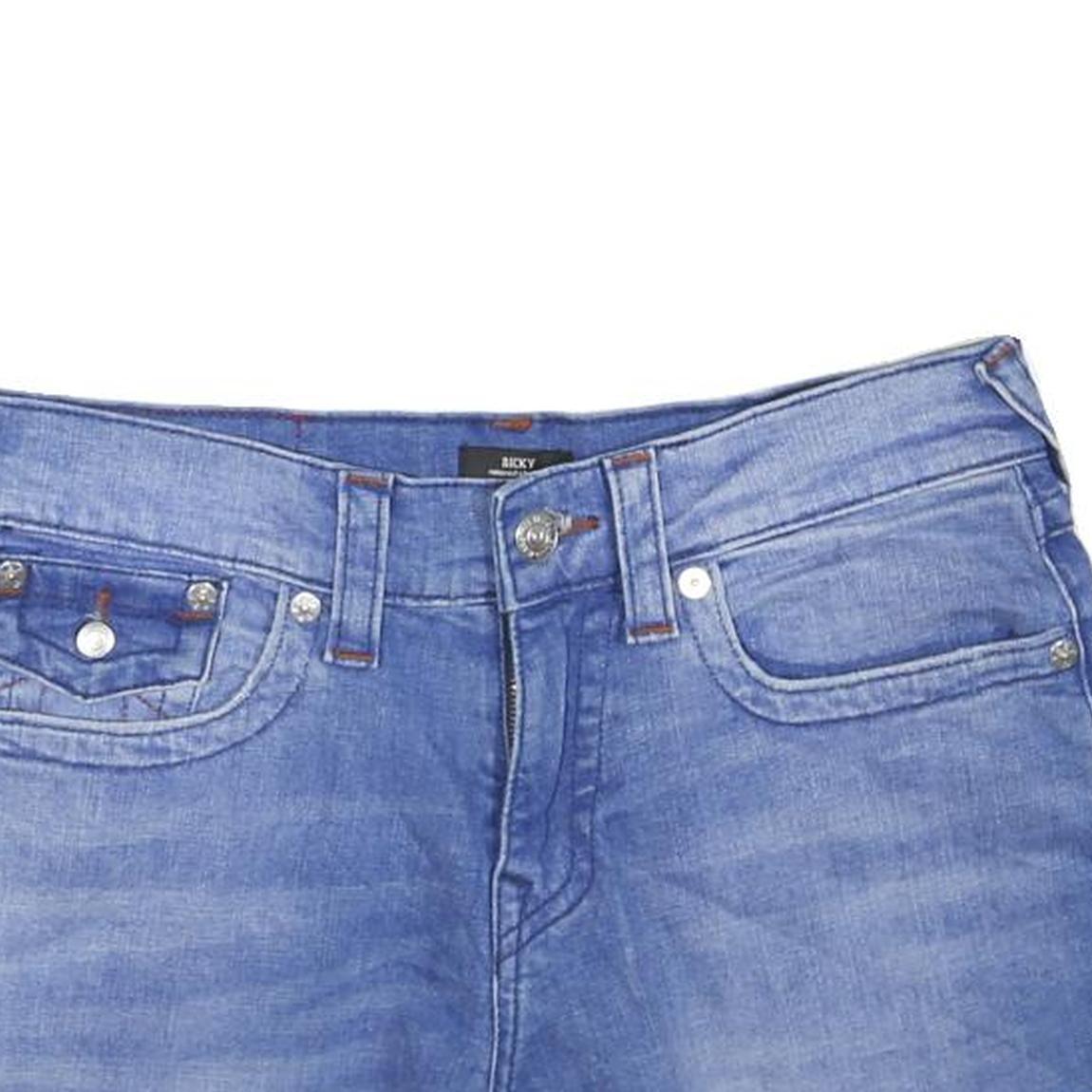 TRUE RELIGION Womens Blue Denim Mini Skirt Cotton Blend Casual Zip Fastening M