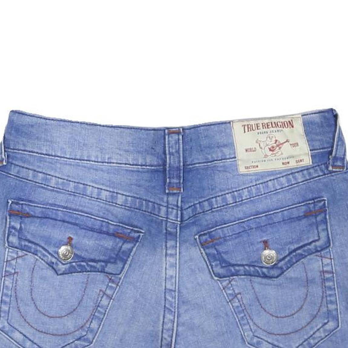 TRUE RELIGION Womens Blue Denim Mini Skirt Cotton Blend Casual Zip Fastening M