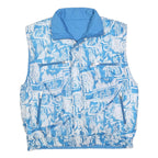 PLAYCREW Mens Blue & White Reversible Polyester Blend Zip Jacket XL Printed