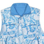 PLAYCREW Mens Blue & White Reversible Polyester Blend Zip Jacket XL Printed