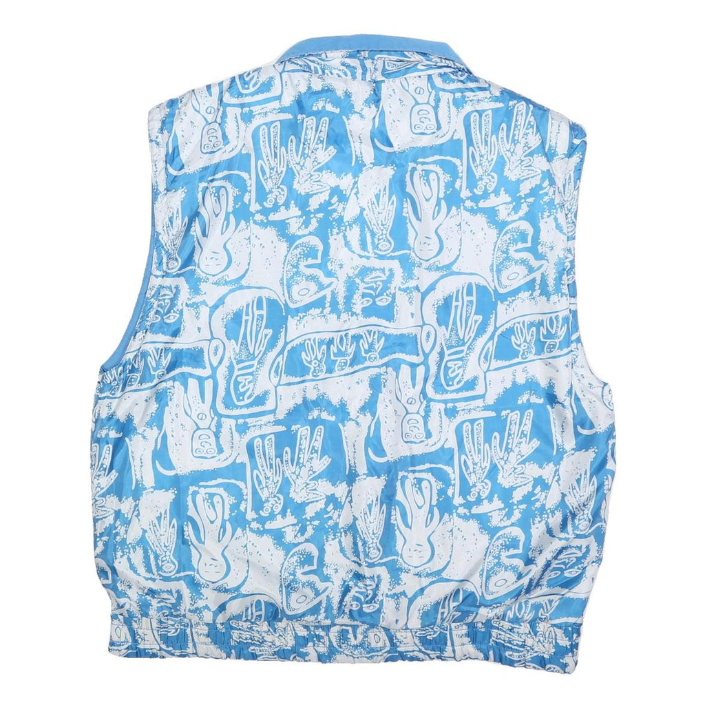 PLAYCREW Mens Blue & White Reversible Polyester Blend Zip Jacket XL Printed