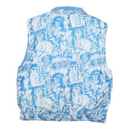 PLAYCREW Mens Blue & White Reversible Polyester Blend Zip Jacket XL Printed