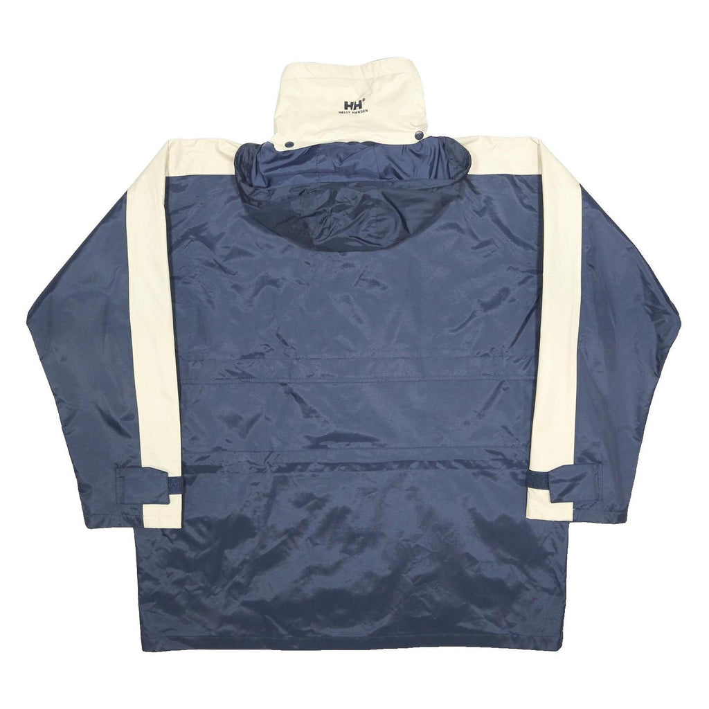 HELLY HANSEN Mens Blue & Cream Outdoor Jacket XL Nylon Hooded Zip Colourblock