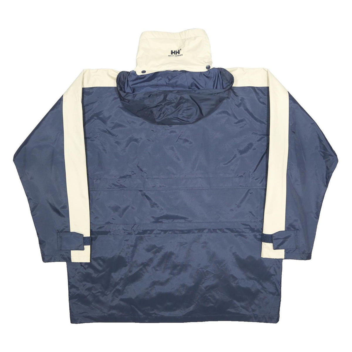 HELLY HANSEN Mens Blue & Cream Outdoor Jacket XL Nylon Hooded Zip Colourblock
