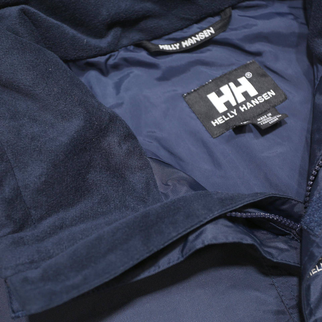 HELLY HANSEN Mens Blue & Cream Outdoor Jacket XL Nylon Hooded Zip Colourblock