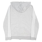 ADIDAS Womens Grey & White Zip Up Hoodie UK 12 Cotton Blend Casual Sportswear