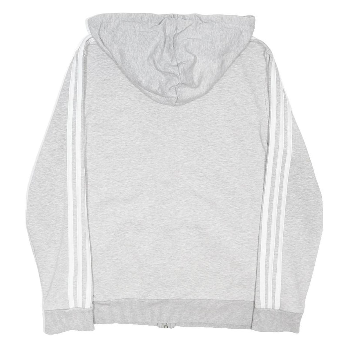 ADIDAS Womens Grey & White Zip Up Hoodie UK 12 Cotton Blend Casual Sportswear