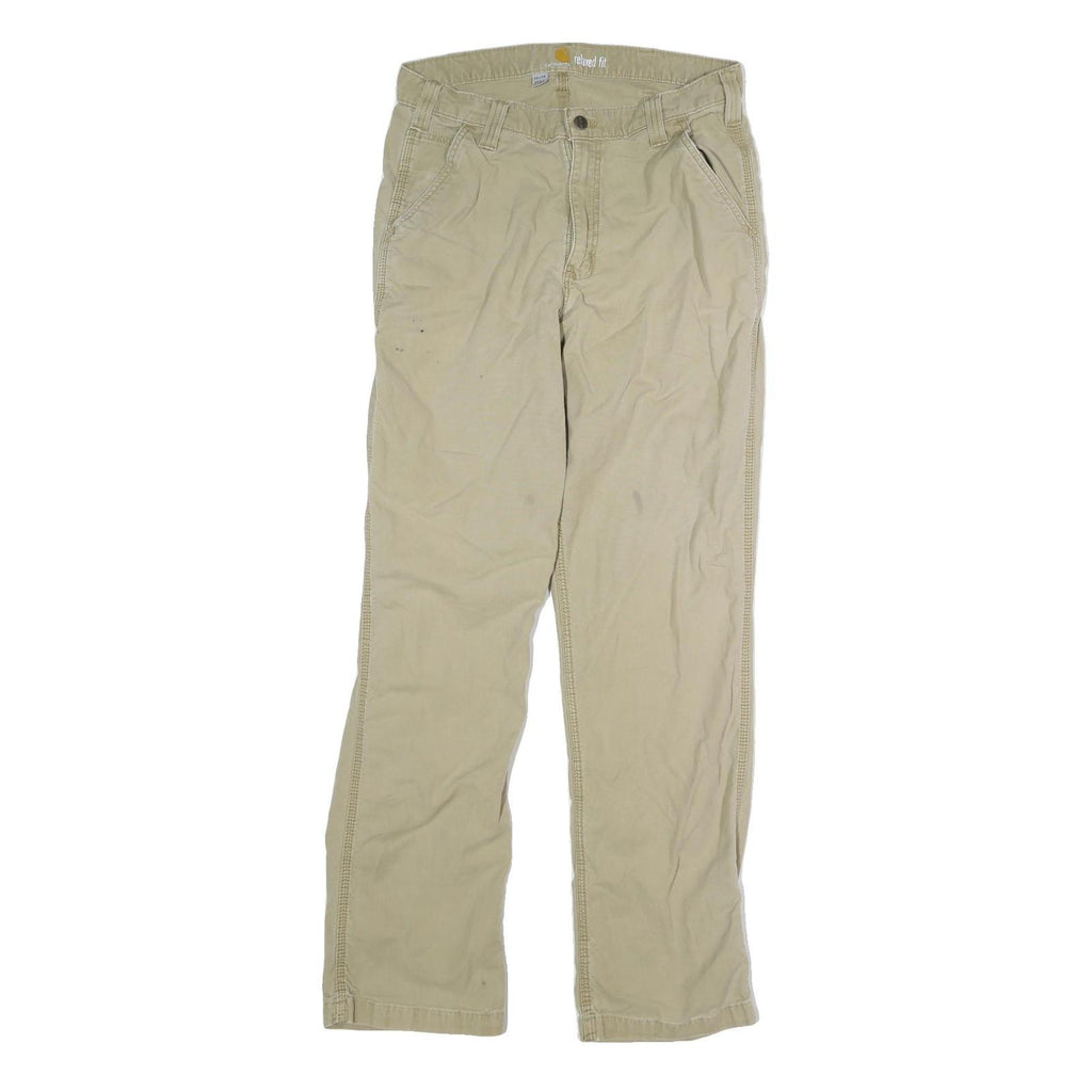CARHARTT Mens Cotton Blend Beige Regular Fit Straight Leg Trousers W34 L32