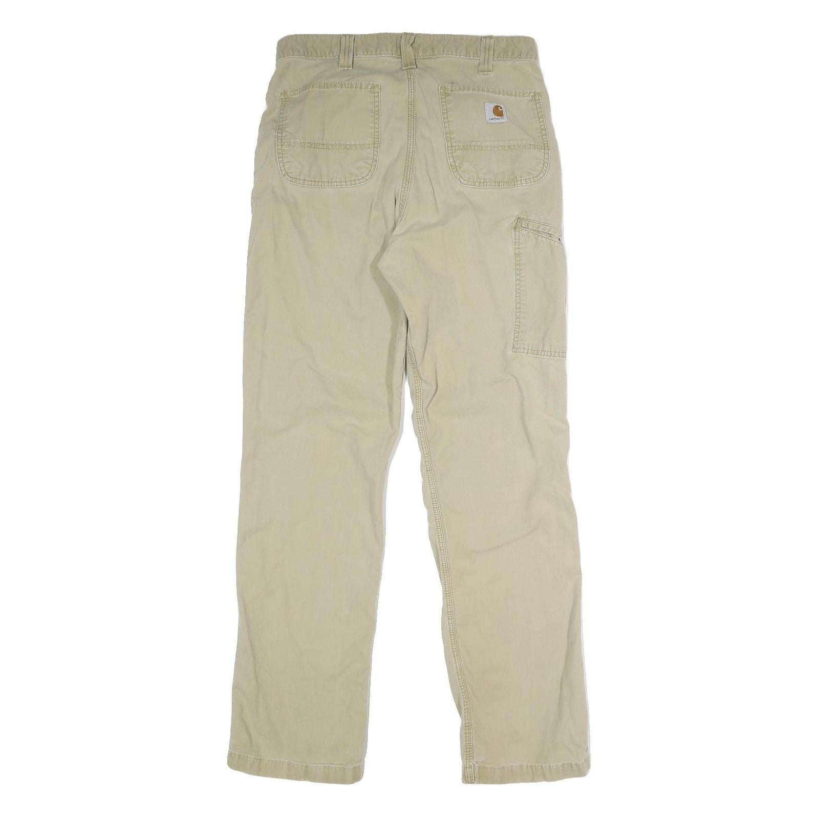 CARHARTT Mens Cotton Blend Beige Regular Fit Straight Leg Trousers W34 L32