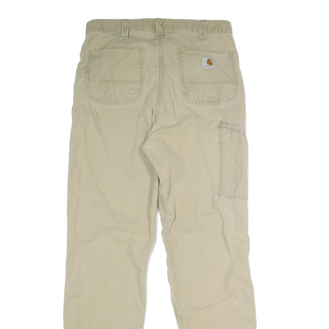CARHARTT Mens Cotton Blend Beige Regular Fit Straight Leg Trousers W34 L32