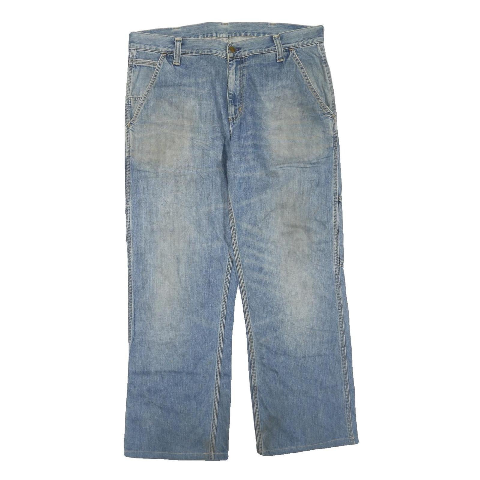 CARHARTT Mens Regular Fit Blue Denim Jeans W36 L30 Workwear Zip Closure