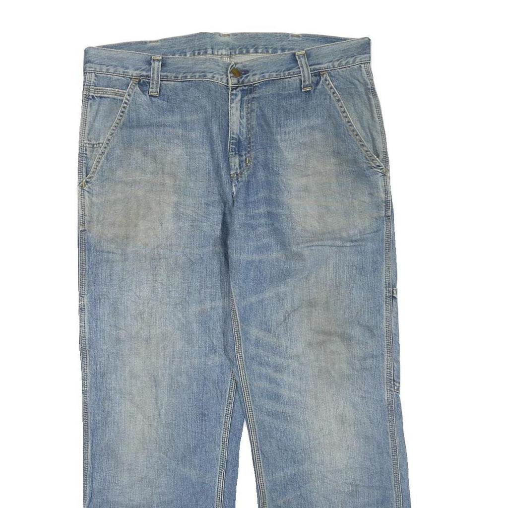 CARHARTT Mens Regular Fit Blue Denim Jeans W36 L30 Workwear Zip Closure