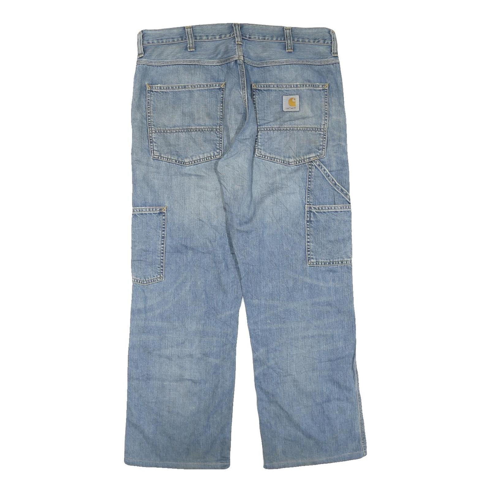 CARHARTT Mens Regular Fit Blue Denim Jeans W36 L30 Workwear Zip Closure