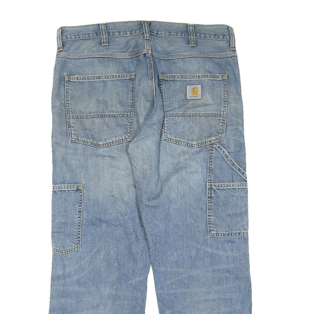 CARHARTT Mens Regular Fit Blue Denim Jeans W36 L30 Workwear Zip Closure