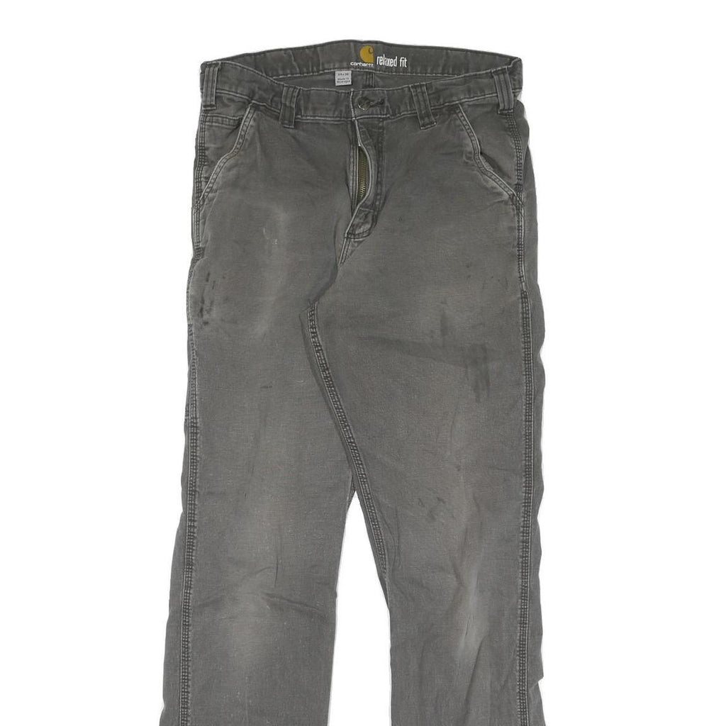 CARHARTT Mens Jeans Grey Regular Fit Straight Denim W34 L36 Workwear Utility