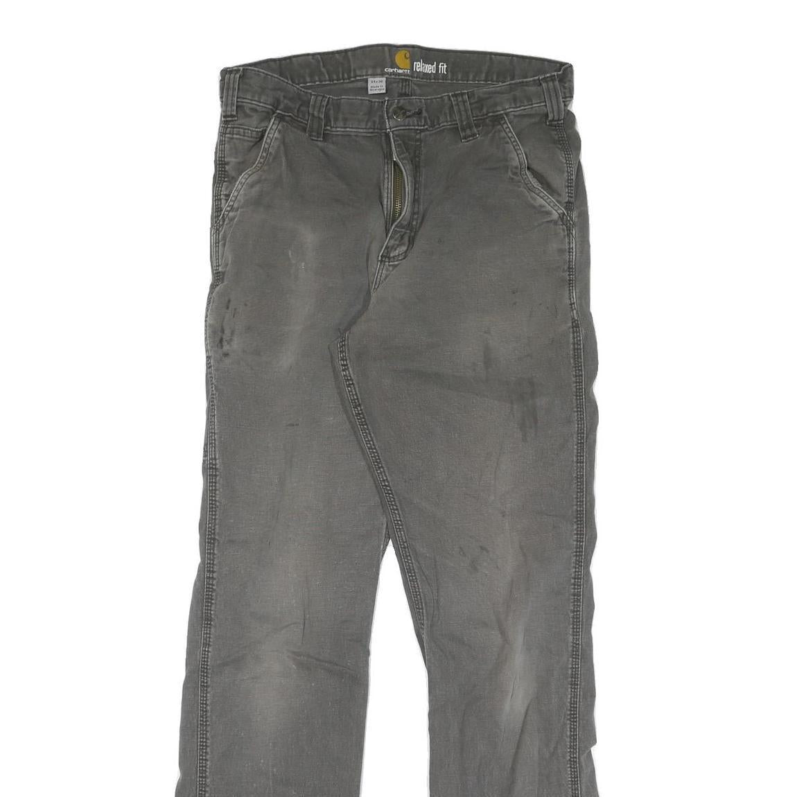 CARHARTT Mens Jeans Grey Regular Fit Straight Denim W34 L36 Workwear Utility