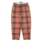OBEY Womens Cotton Blend Rust & Black Check Regular Fit Straight Trousers W30