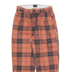 OBEY Womens Cotton Blend Rust & Black Check Regular Fit Straight Trousers W30