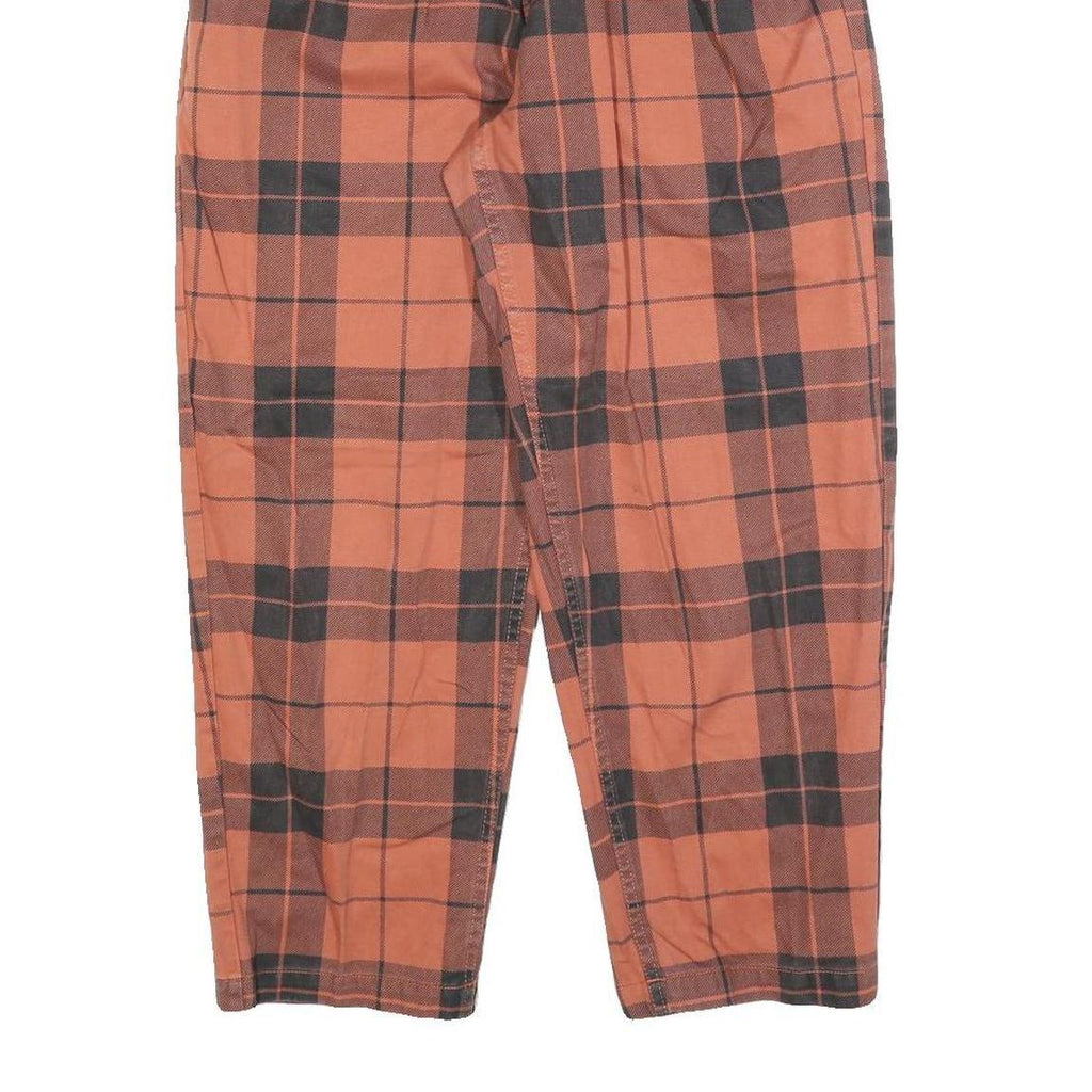OBEY Womens Cotton Blend Rust & Black Check Regular Fit Straight Trousers W30