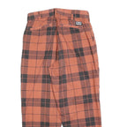 OBEY Womens Cotton Blend Rust & Black Check Regular Fit Straight Trousers W30